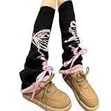 FIRSTXIU Damen Süßer Schnüre Up Bogenknoten Ausgestattet Beinabdeckung Punk Butterfly Stern...
