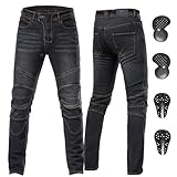 ForMTRider Motorradhose Herren mit Protektoren Elastische Denim Riding Hosen mit CE-Schutz,Vintage...