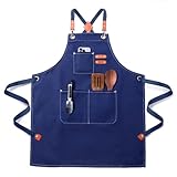 JClorix Kochschürze Herren, CrossBack 100% Baumwolle Canvas, 68 × 76 cm, Verstellbar, 3 Taschen...