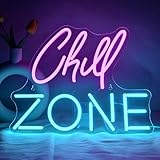 NYXEN Chill Zone Neon Schild, Dimmbares 39cmx32cm LED Schild,Leuchtschilder an der Wand,Light Signs...