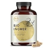BIONUTRA® Ingwer Kapseln Bio (240 x 600 mg), hochdosiert, deutsche Herstellung, 4-Monatspackung,...