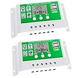 2pcs Solarladeregler, 30 A PWM Solarladeregler 12 V PV Einstellbarer LCD-Display-Regler für...
