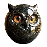 Luxus Eulen Steinstatue | 3,94 'schwarze Eulen Skulptur | Handgeschnitzte Eulens Kristalle...