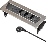 Brennenstuhl Indesk Power USB-Charger Tischsteckdosenleiste/versenkbare Steckdosenleiste 3-Fach...