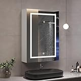 ZHDOKA Wandschrank für Badezimmer mit Spiegel und LED, 50 × 70 cm, Medizinschrank, Spiegel mit...