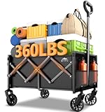 Zusammenklappbarer Wagen – Tragbarer, robuster faltbarer Strandwagen mit Rädern – 163 kg...