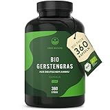 Bio Gerstengras - 360 Kapseln (500mg) - 3.000mg hochdosiert pro Tagesdosis - Deutscher Anbau - Vegan...