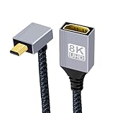 cablecc Micro HDMI 2.1 Stecker 8K Typ-D 90 Grad nach oben abgewinkelt auf HDMI-Buchse,...