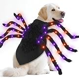 Camlinbo 24 LED Spinne Hund Halloween Kostüm für kleine, mittelgroße und große Hunde, pelzige...