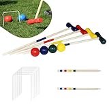 YRHome Krocket Spiel Outdoor Croquet Set Gartenspiel Krocketspiel aus Holz Geschicklichkeitsspiel...