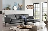 Traumnacht Ecksofa Lyon Sofa 2-Sitzer mit Recamiere, anthrazit/Recamiere lässt sich flexibel an der...