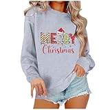 tsaChick Damen Pullover Lederjacke Mit Fell Damen Weihnachtsshirt Damen Langarm Pullover Damen...