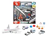 DICKIE 186390 Toys Flughafen Spielzeugset, Airport Set bestehend aus 3 Autos, 1 Flugzeug, Zubehör,...