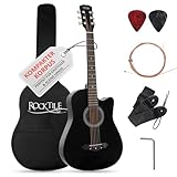 Rocktile WSD-5C-BK Slim Line Westerngitarren Set - Dreadnought Akustik Gitarre - Westerngitarre mit...