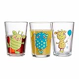 Ritzenhoff & Breker Kindergläser Monsterchen, 3er Set, 205 ml, Bedruckte Kinderbecher mit...