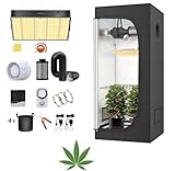 JUNG Growbox Komplettset Anbau Set mit LED Vollspektrum Grow Lampe Dimmbar, 120x120x200 cm, mit...