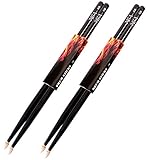 2 Paar Schwarze Drumsticks — 5B — (4 Stück) — Ahornholz — Trommelstöcke — Holzkopf —...