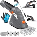 MASKO® Grasschere Strauchschere Set mit Akku 7,2V 2000mA/h elektrische Garten Heckenschere...