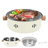 BSDLZCH tragbarer Holzkohlegrill, 1pc Mini BBQGrill Multifunktionaler Rauchfrei Runder...
