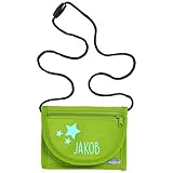 Geldbeutel für Kinder mit Sichtfenster zum Umhängen | Motiv Sterne & Namensdruck | Brustbeutel...