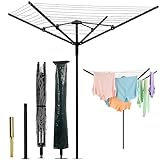 uyoyous Wäschespinne Wäscheständer mit 50m Wäscheleine, 4-armig Wäscheschirm für den...