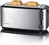 SEVERIN Automatik-Langschlitztoaster, Toaster mit Brötchenaufsatz, hochwertiger Edelstahl Toaster...