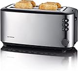 SEVERIN Automatik-Langschlitztoaster, Toaster mit Brötchenaufsatz, hochwertiger Edelstahl Toaster...