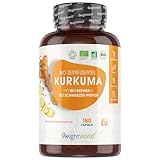 BIO Kurkuma Kapseln - 4560mg pro Portion - Schwarzer Pfeffer & Ingwer mit Curcumin - Pulver - 180...