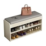 JSLJJBD Schuhbank mit Aufbewahrung, Schuhregal for den Eingangsbereich, 2/3-stöckige Schuhbank mit...