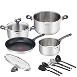 Tefal DAILY COOK Kochgeschirr-Set G713SB | 11tlg. (Stielkasserolle 16cm, Kochtöpfe 20/24cm mit...