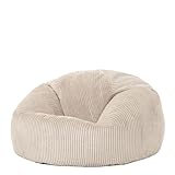 Icon Klassischer Sitzsack Flauschig aus Cord „Kingston“, Beige, Cord Sitzsack Erwachsene mit...