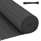 Eulenke PVC Sichtschutzmatte, 180 x 300cm Sichtschutzzaun mit Abschlussleiste, Windschutz Balkon...