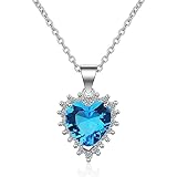 KELIEQA Blau-roter herzförmiger Anhänger für Damen, 925er-Zirkonia-Kette