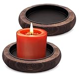NVGFTG 2 Stück Kerzenteller Kerzenständer Holz Kerzen Tablett Rund Kerzenuntersetzer Schwarz...