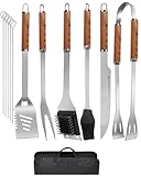 Grillbesteck Set, 12-teilige Edelstahl Grillzubehör Set mit Aufbewahrungskoffer, Langlebige...