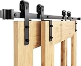 WINSOON 150CM/5FT Schiebetür Komplettset Bypass Doppeltür Schiebetürschiene Schiebetür, Schwarz...