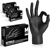 The Real Touch Einweghandschuhe, Schwarze Nitrilhandschuhe - 100 Stück Handschuhe, Puderfrei &...