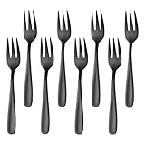 BISDARUN Edelstahl Kuchen Gabel 3 Zinken Obst Gabel 8-teilig Schwarz Gabeln Satz Spiegelpolitur...