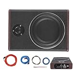 OUBUBY 8 Zoll 600W Untersitz Auto Subwoofer 12V Schlanker Auto Subwoofer mit Stromversorgung High...