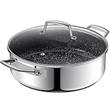 BEZIA Schmorpfanne 28 cm hoher Rand, Schmortopf mit Deckel 5,2L, Edelstahl 18/10, Bräter mit...