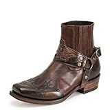 Dcbdx Western Cowboystiefel Herren Buckle Motorradstiefel Quadratische Zehen Stiefeletten Chelsea...