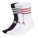 adidas Herren Glam 3-stripes Cushioned Crew Sport Socken, Weiß/Schwarz/Wilpnk/Gr, L EU