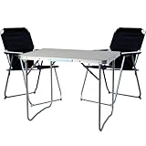 Mojawo 3tlg. Campingmöbel Set Alu Camping L70xB50xH59cm 1x Campingtisch mit Tragegriff + 2...