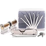 7 teiliges Lockpicking Set Profi mit Transparentem Vorhängeschloss | Dietrich Set mit...