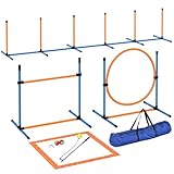 PawHut Agility Set Hunde 7-teilig Agility-Ausrüstung für Hundetraining Steckhürdenset mit...