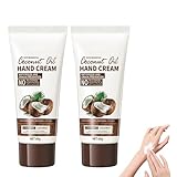 2PC Kokosnussöl-Handcreme, Feuchtigkeitscreme für Trockene, Soft Hand & Nagelcreme, Hand Cream,...
