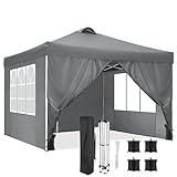 COBIZI Pavillon 3x3, UV-Schutz 50+ Faltpavillon 3x3 Wasserdicht Stabil Winterfest mit 4 Seitenteilen...