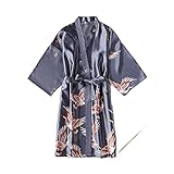 ZRDSZWZ Zuverlässiger grauer Kimono-Bademantel für Damen, Kimono, Hauskleidung, Nachtwäsche,...