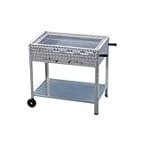 BSR-Grillen Holzkohlegrill Grillwagen aus Edelstahl mit Rollen 65x53x80 cm Grillfläche 59,5x47 cm...