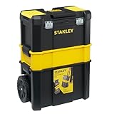 STANLEY Essential Rollende Werkstatt (3-in-1 stapelbare Boxen, leerer Werkzeugkasten, belastbar bis...